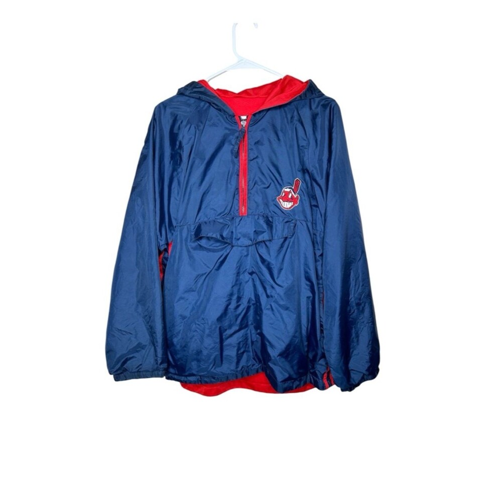 Cleveland Indians Navy & Red Pullover reversible Windbreaker youth extra large